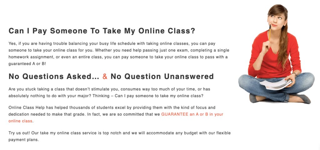 online class help homepage